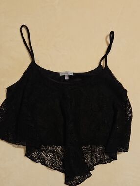 Charlotte Russe Black Lace Crop Top with Spaghetti Straps